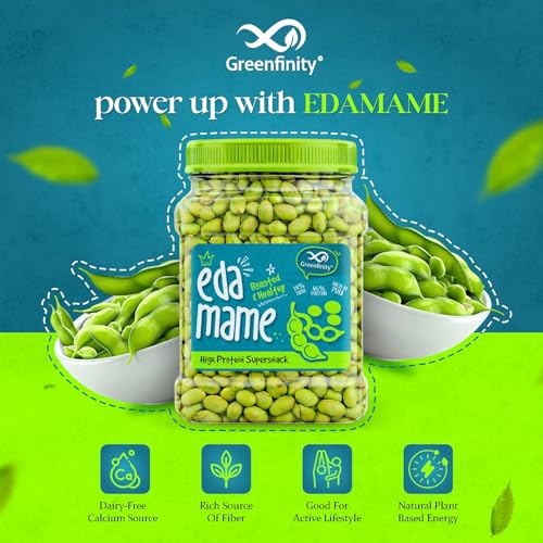 Image of Greenfinity Roasted Edamame 250g | High Protein Vegan Snack | Roasted Not Fried Soybeans | Healthy Crunchy Diet Snack for Gym, Weight Loss & Office | Premium Plant Protein