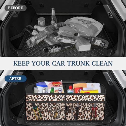 Image of Femuar Car Trunk Organizer, Trunk Storage Organizer with Large Capacity Waterproof Collapsible Trunk Organizer for Car Suv /Jeep /Sedan (Leopard Print, Standard)