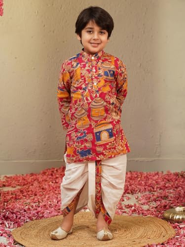 Image of AJ DEZINES Kids Ethnic Wear Pure Cotton Dhoti Kurta Set For Boys