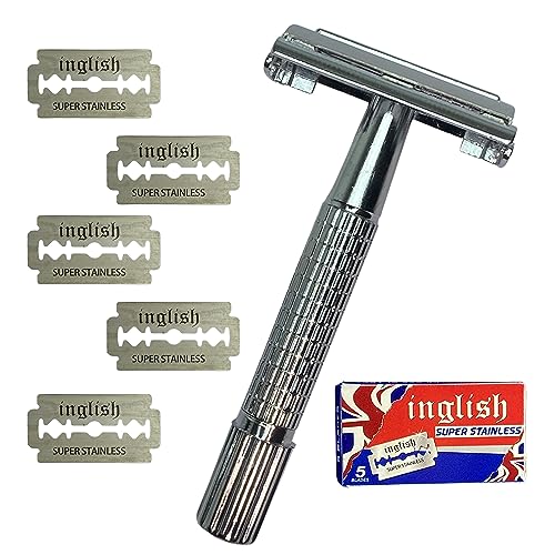 Maquina De Afeitar Clásica De Doble Filo Para Hombre Y Mujer Afeitado Manual, 5 Cuchillas De...