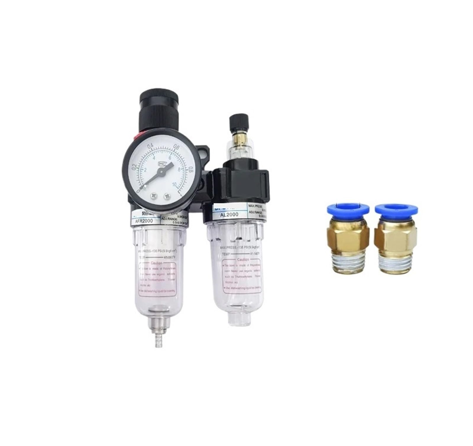 AYNRJKKX AFC2000 1/4" Port FRL Combined Air Handling Filter Pressure Regulator Combo Lubricator(AFC2000 PC4-02)