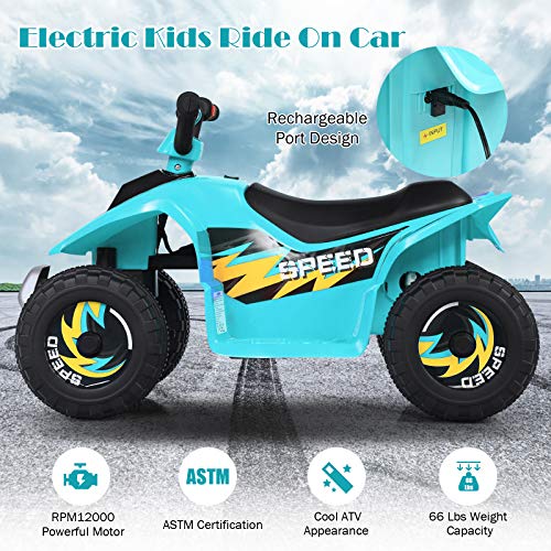 Image of HONEY JOY Ride On ATV, 6V Mini Off-Road Battery Powered Motorized Quad for Kids, Anti-Slip Wheels, RWD 4-Wheeler Electric Ride On Toy Car for Toddlers (Blue)