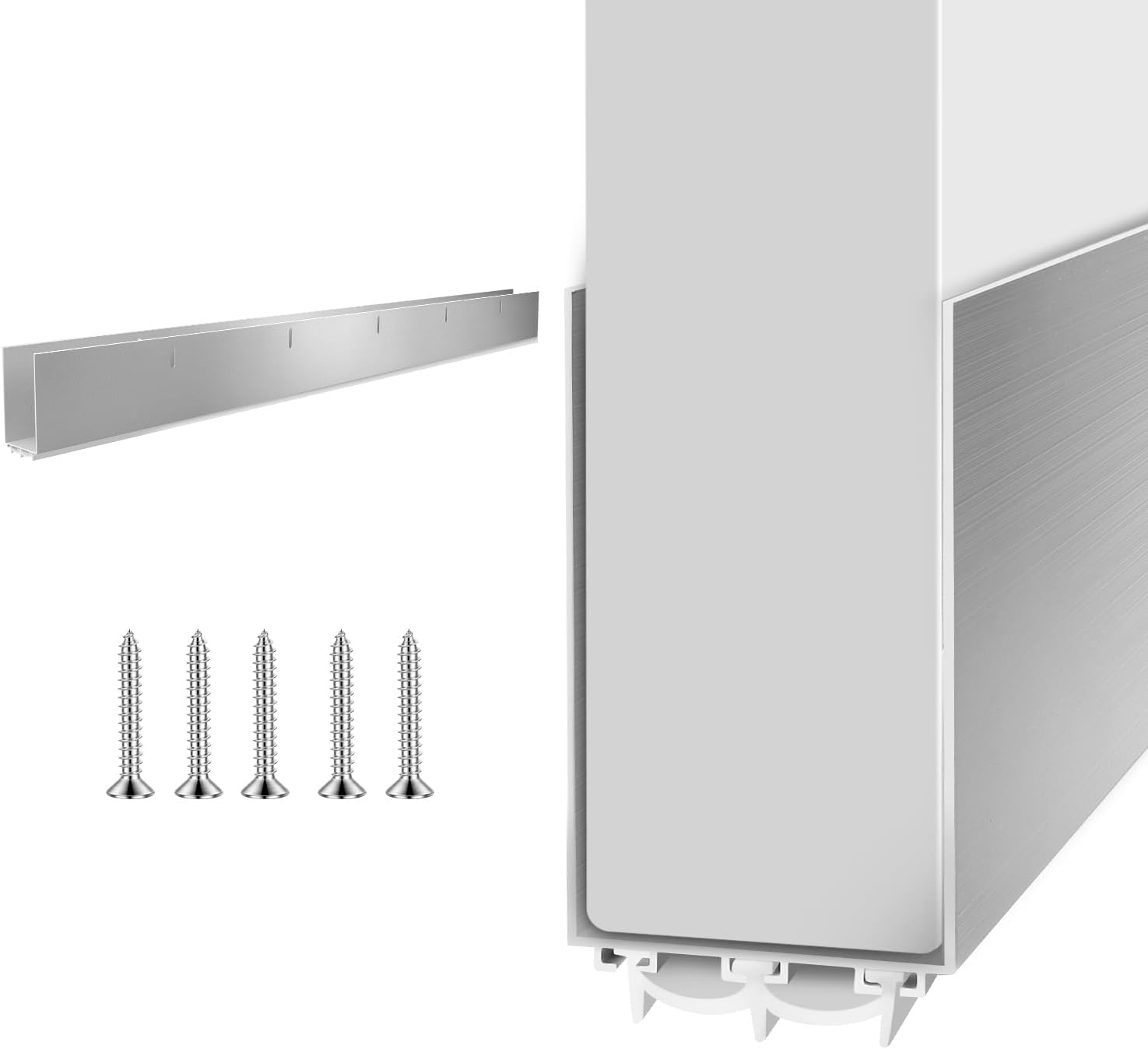 Aluminum Door Draft Stoppers - 39' Weather Stripping Seal for Exterior & Interior Doors Silver