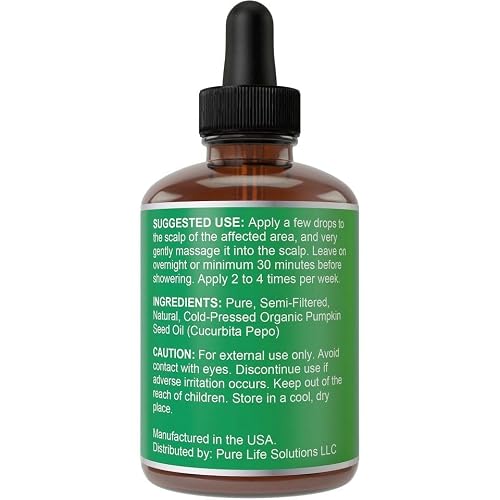 Pumpkin Seed Oil For Hair Growth. Cold-Pressed, Vegan Topical Serum For Thickening, Moisturizing, Strengthening. Women + Men Scalp Treatment For Weak, Dry Hair 2oz
