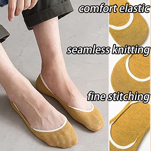 CHUNFO No Show Liner Men Footie Socks Non Slip Grips Multicolor Cushioned Pure Color Invisible Low Cut Boys 5 or 10 Pairs4