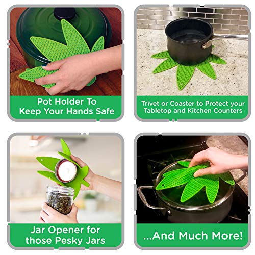 GAMAGO Pot Holder - Pot Leaf Shaped Pot Holder, Trivet, Coaster and Jar Opener - Funny Yet Practical Kitchen Accessory to Gift to Your Best Buds - Made of Heat Resistant Silicone - Image 4