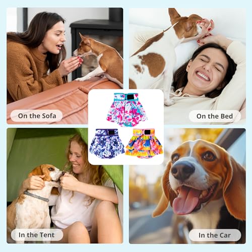 Image of wegreeco Dog Diapers Female (3 Pack), Highly Absorbent Puppy Doggie Dog Diapers for Female Dogs Period, Washable Doggy Diapers for Dogs in Heat, Small Medium Large Size (Colorful, Large)