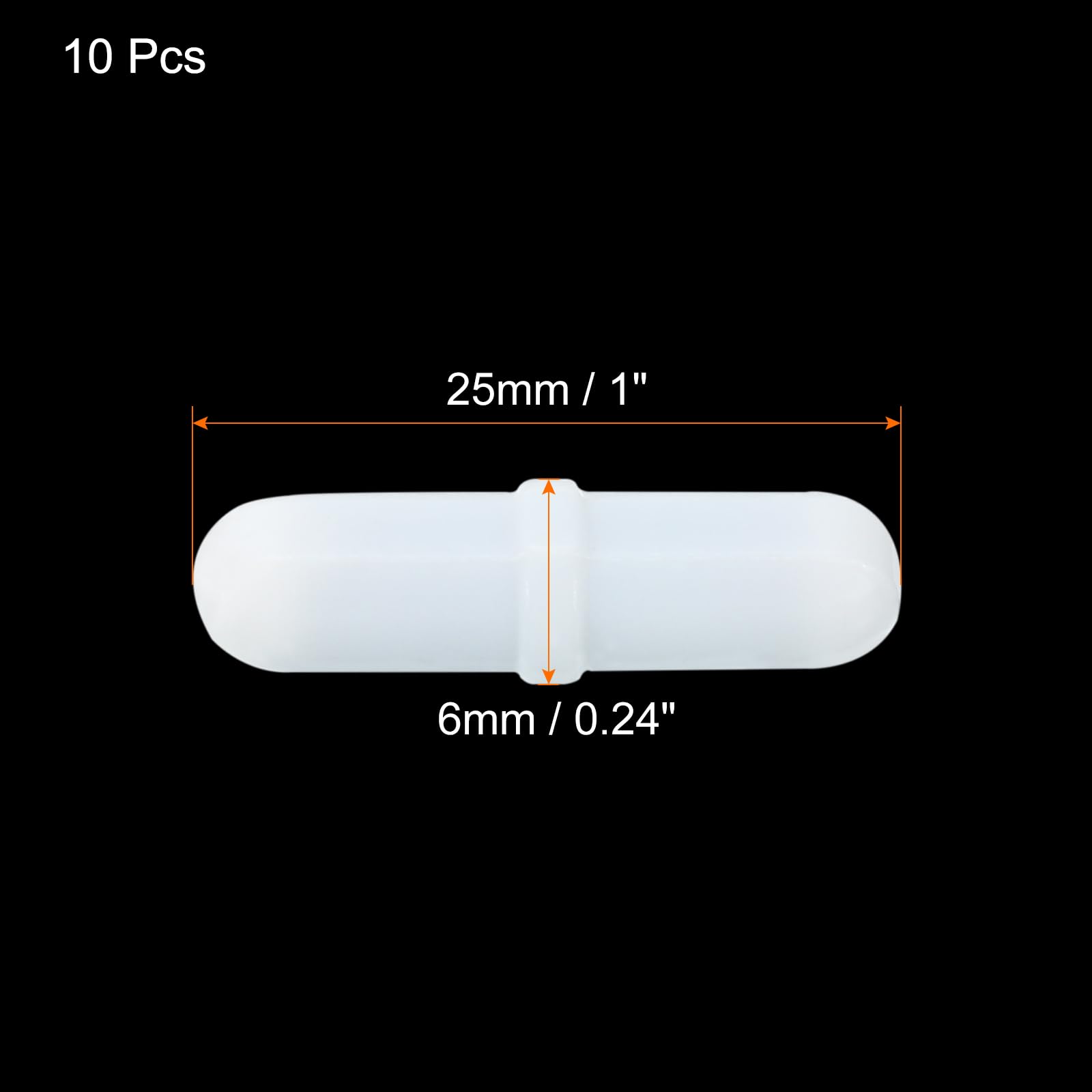 QUARKZMAN Magnetyczny pręt mieszający do mieszadła magnetycznego, kształt cylindryczny, powłoka PTFE, biały magnes, 25 mm / 1", do laboratorium, 10 sztuk