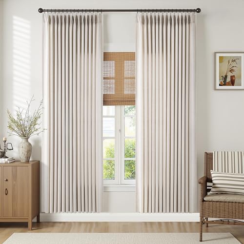 ANRODUO Beige Pinch Pleated Linen Curtains 80 Inches Long 2 Panels by ANRODUO - Used condition - Image 2