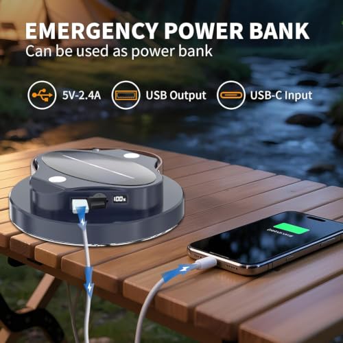 Image of LETOUR Camping Lantern Rechargeable 2000LM Camping Lights for Tent 5200mAh Solar Ultra Bright LED with 4 Modes & Magnetic IPX5 Waterproof Lantern for Power Outages, Hiking, Emergency