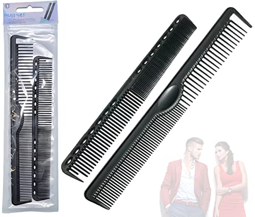 PARENCE - Lot de 2 Peignes à Cheveux antistatique , Peigne de Coiffure professionnel Anti-Statique Résistant à la Chaleur, Peigne de Coiffeur à Dents Fines et Larges Cover