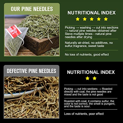 Organic Pine Needle Tea Bags - 100% Pure Natural Dried Pine Needles Herbal Tea, Effectively Antioxidant & Immune Support, Caffeine Free, 30 Tea Bags #TOP5