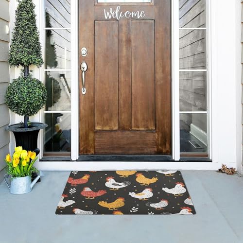Paillasson poules antidérapant tapis entrée lavable pour sol propre - 3
