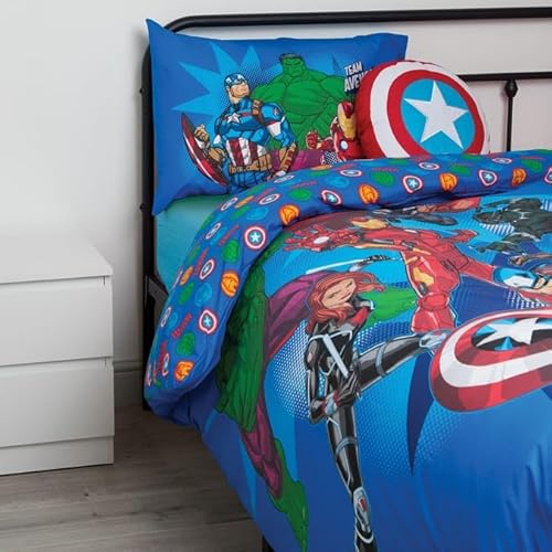 New Soft Reversible Superhero Duvet Cover Set – Single Size Bedding with Bold Action Designs on Both Sides – Ideal for Kids and Teen Bedrooms -G14