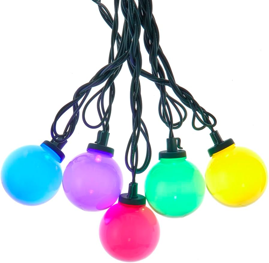 Kurt Adler 11.5-Foot UL 10-Light Multicolor LED Opaque G50 Light Set with Green Wire