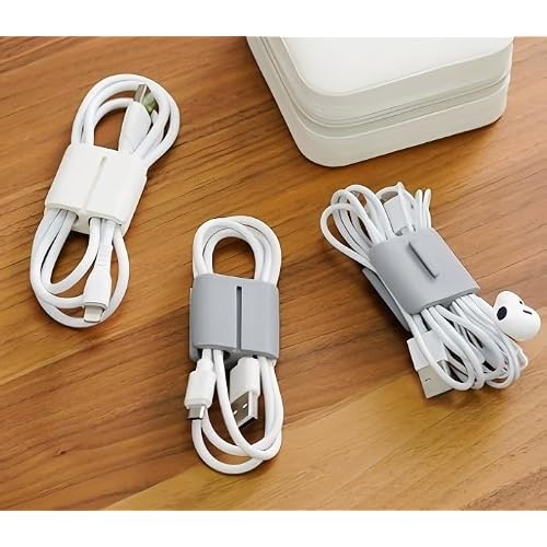 2PCS Cable Winder Clips, Reusable Cord Organizer, Portable Earphone Charger Cable Management Holder for Travel Desk