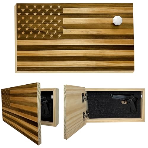 Hidden Gun Safe - American Flag Wall Gun Safe - Gun Cabinet for Hidden Storage - Handcrafted Gun Concealment Furniture - Hidden Gun Storage by Bellewood Designs