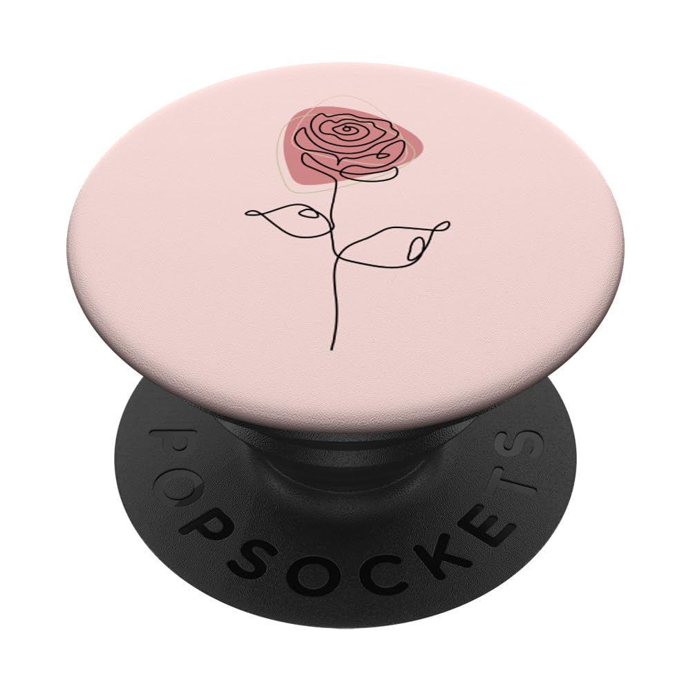 Minimalist Floral Rose Flower Line Art in Blush Pink PopSockets Adhesive PopGrip