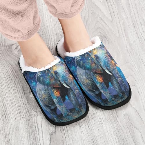 Cartoon Blue Star Elephant Slippers For Women Men Soft Memory Foam Non-Slip Animal Winter Indoor House Shoes Travel Slipper4
