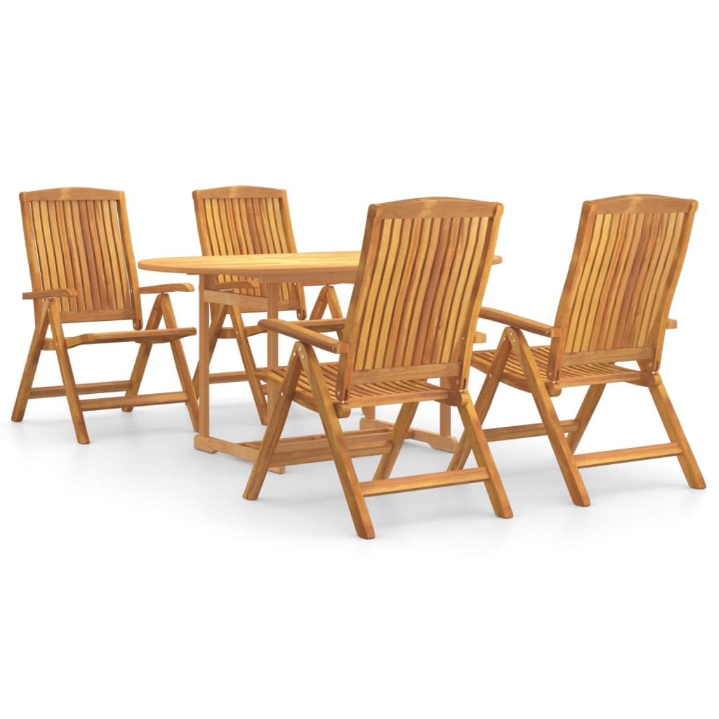 ZEYUAN Juego de Comedor para jardín 5 Piezas Madera Maciza de Teca, Conjunto Mesa Y Sillas Jardin, Mesa Y Sillas Terraza, Muebles Jardin Exterior, Conjuntos De Muebles De Jardín - 3154915
