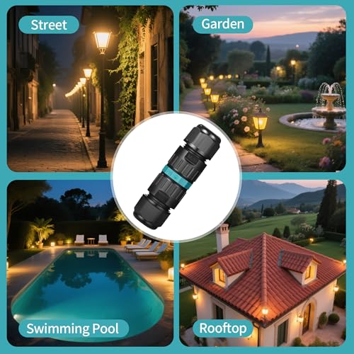 4 Stück Kabelverbinder Wasserdicht IP68 für Ø5-12 mm Kabeldurchmesser，Verbindungsmuffe Erdkabel Abzweigdose 3 Polig，Verbindungsbox Abzweigdose Für Garten, Außenbereich, Boden