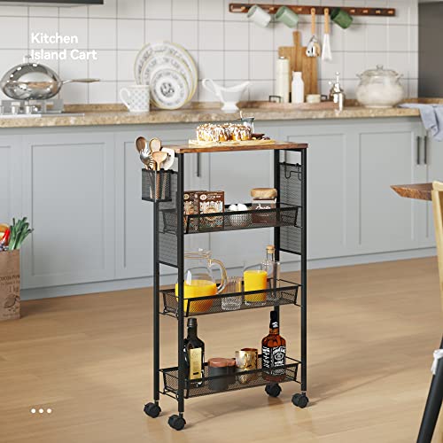 YITAHOME Carrello da Cucina su Ruote Sottile 4 Livelli 40x19,3 cm per Cucina Bagno Lavanderia
