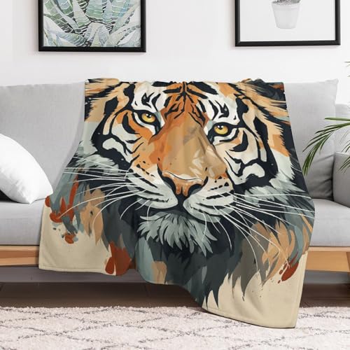Couverture flanelle tigre plaid doux et confortable lit et voyage - 6