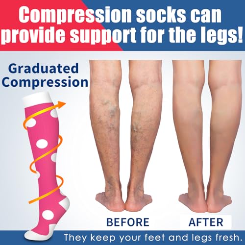 Image of Laite Hebe 4 Pairs-Compression Socks for Women&Men Circulation-Best Support for Nurses,Running,Athletic
