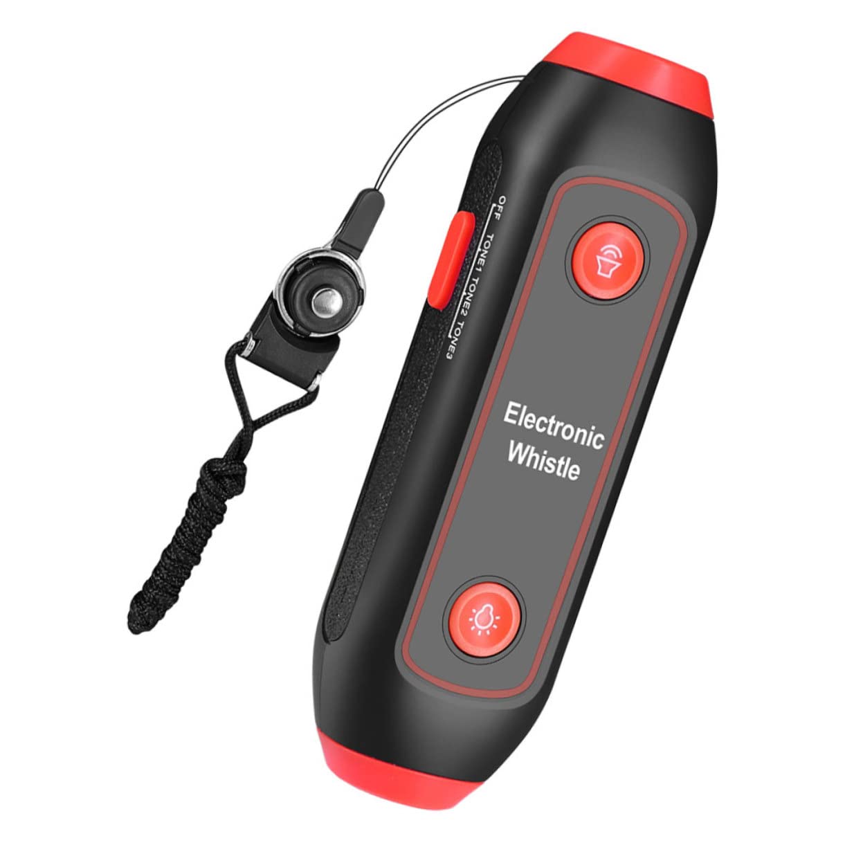 TOYANDONA Silbato Electrónico Portátil con Luz LED Sos y Linterna Silbato de Mano Multiusos para Árbitros Entrenadores Profesores y Actividades al Aire con Cordón Naranja sin Batería