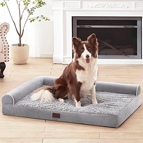 Western Home Orthopedic Dog Beds for Large Dogs with Washable Cover & Waterproof Liner, L Shaped Thick High Grade Large Pet Bed with Raised Bolsters, 42 