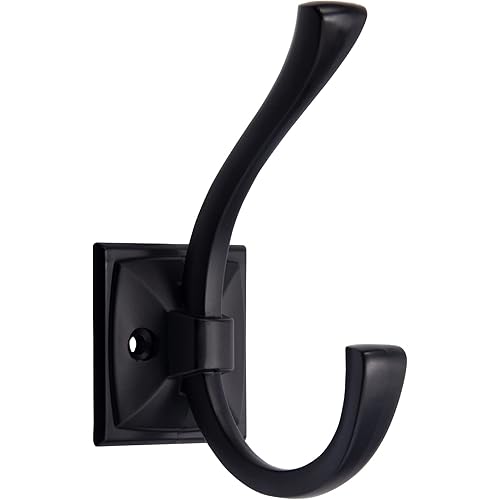 TUNNY 5 Pack Antique Design Wall Hanging Coat Hooks - Matte Black Coat Hooks Towel Hook for Entry Shoe Cabinet, Wardrobe Bathroom Bedroom Furniture Hardware