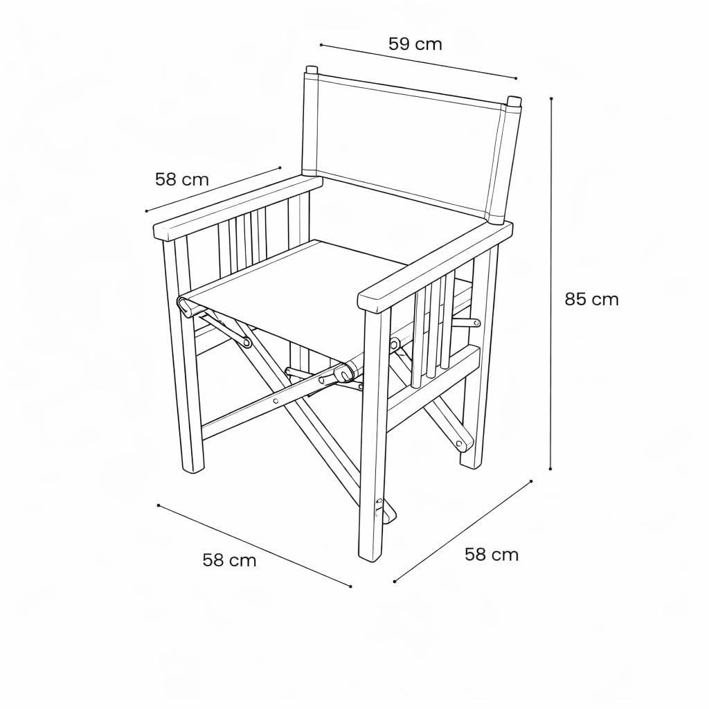 Sedia Regista Pieghevole in Legno Teak CANNES | Poltrona Outdoor con Braccioli, Salvaspazio per Giardino, Terrazza e Campeggio | 58 x 58 x 85 cm (Tela Azzurra)