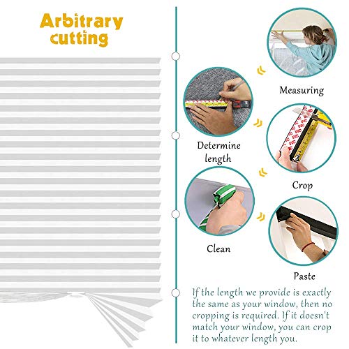 Seeye Light Filtering Temporary Blinds Cordless Shades Fabric Pleated Fabric Shade Easy To Cut And Install, 36" W X 72" L - 6 Pack, White, With 12 Clips #TOP4