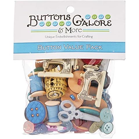 Buttons Galore and More Collection Round Novelty Buttons & Embellishments Based on Variety of Themes– 50 Pcs,4.5 inches Cover