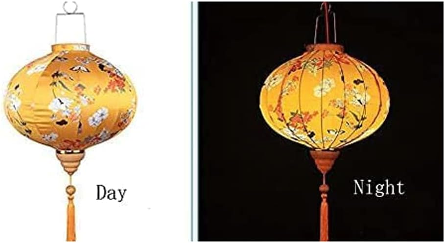 LIOONS Chinese Lanterns 12" Silk and Satin Hanging Lantern Traditional Festival Decoration Paper Lanterns Paper Lantern Lamp