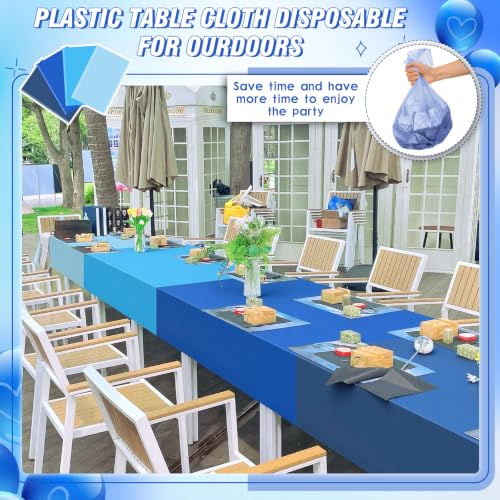 mwellewm 12Pcs Blue Tablecloth Disposable Plastic Table Cloths Disposable by mwellewm - Used condition - Image 2