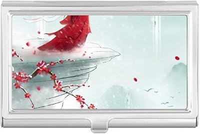 Sealed with A Kiss Chinese Watercolor Business Card Holder Case Pocket Box Wallet