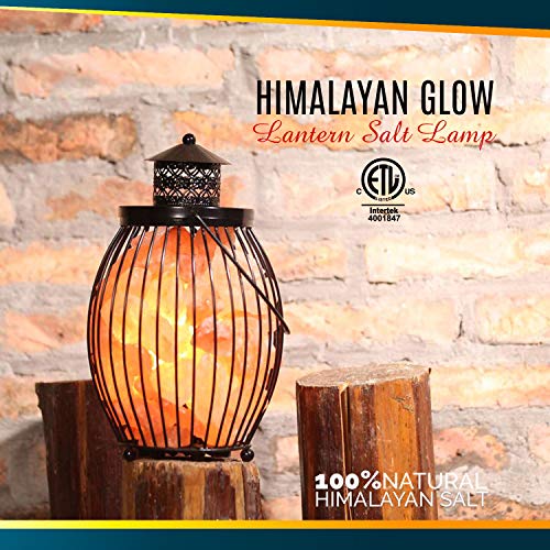 Himalayan Glow Lantern Style Basket Salt Lamp With Pink Salt Chunks,Pink Salt Nightlight,Salt Lamp Bulb,(Etl Certified) Dimmer Switch,Pleasant & Relaxing Amber Glow | 7-9 Lbs #TOP5