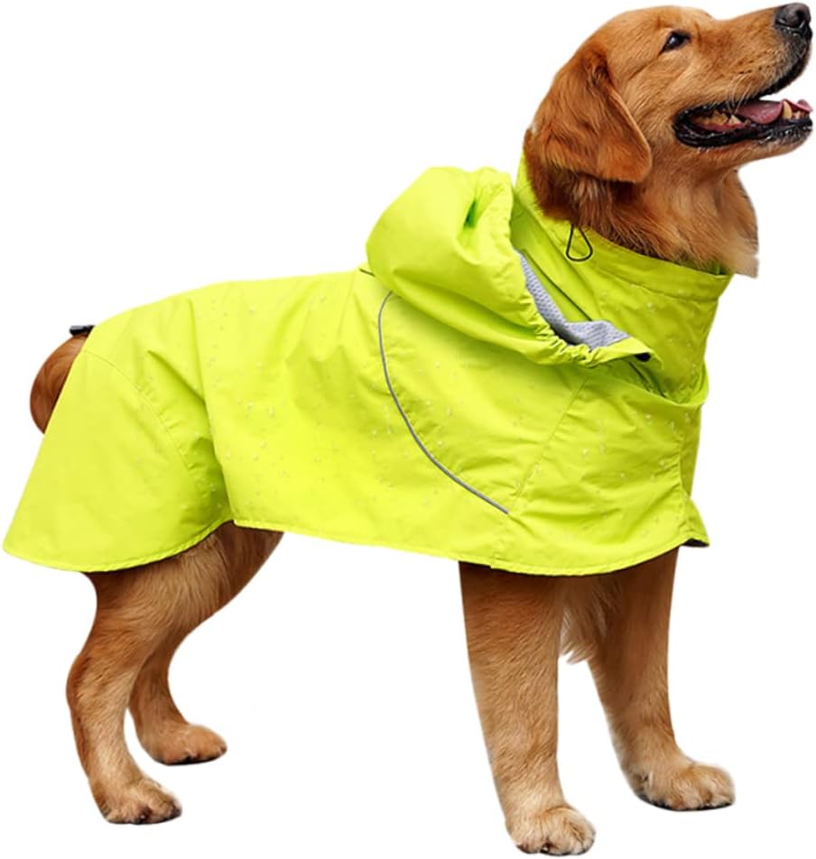 HANABASS Adjustable Waterproof PET Raincoat High Collar Nylon Dog Rain Jacket Hood for Dogs Lightweight and Reflective Rain Slicker Apparel