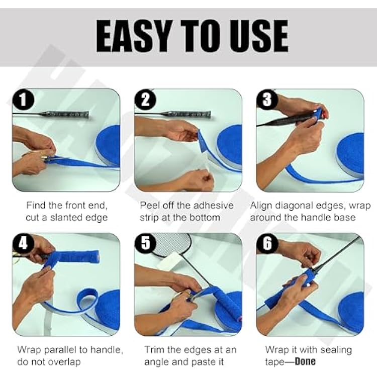16.4ft Tennis Racket Grips Badminton Racquet Grip Tape Absorbent Towel Racket Overgrip Anti-Skid Towel Grip Wraps Big Reel Towel Tape Roll for Pickleball Racket Bike Handle Fishing Rod