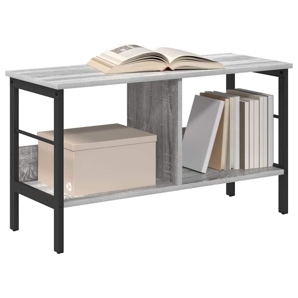 Libreria a 2 Livelli Stile Industriale 82x32x47 cm Grigio Sonoma | Scaffale autoportante con mensole grigie e struttura in acciaio per soggiorno e studio. Piedi regolabili inclusi.
