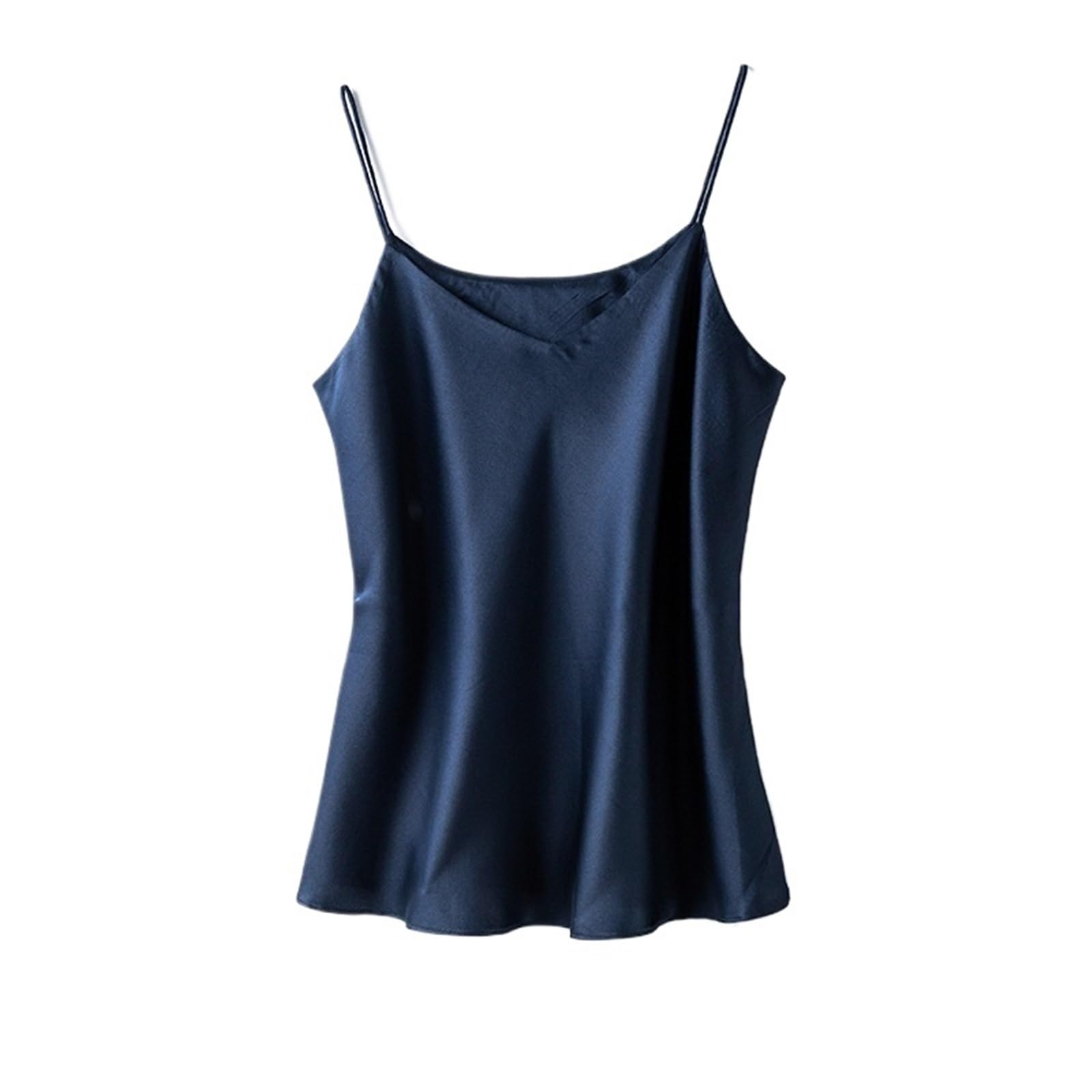Top de Camisola de Seda Camisola de Seda Doble Capa for Mujer, Bandeau Morera, Camisetas sexys con Cuello en V, Chaleco Verano para IR al Trabajo