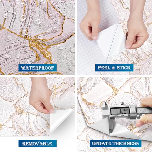 Papel de pared impermeable de mármol autoadhesivo y lavable para proteger encimeras 8
