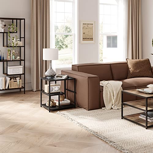 Image of LINSY HOME End Table 2 Pack, 3-Tier Narrow Side Table with Storage Shelves, Industrial Beside Sofa Table, Solid Nightstand for Living Room, Bedroom, Balcony, and Office, Easy to Assembly, Black