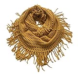 stylesilove Women Cozy Knit Tassel Infinity Loop Scarf - 8 Colors (Mustard)