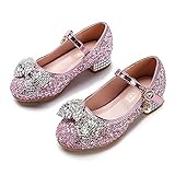  New front Sandales Filles Paillettes Chaussures de Princesse à Talon Enfants Cadeau d\'anniversaire Noël Chaussures pour Déguisement Mariage Cérémonie Soirée Eté Pointure 22-34