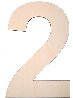 12 Inch Unfinished Wooden Number 2, 1/4 Inch Thick Blank Wood Numbers for Wall Decor DIY Crafts Project Birthday Wedding Christmas Decorations (2)