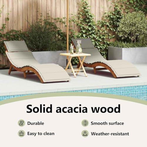 Transat avec coussin de jardin rectangulaire en bois massif vidaXL - 6