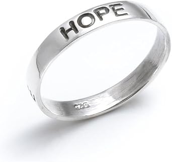 Silverly Engraved Hope Faith Love Sterling Silver Rings for Women and Men - Inspirational Womens Promise Ring - Classic Wedding Band- 925 Solid Silver Stacking Rings Jewelry