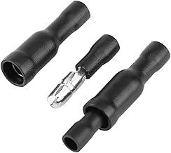 DEWIN Lot de 50 Cosse Electrique, Connecteur électrique Isolé Femelle et Mâle à Sertir pour 0,5 à 1,5 mm² Câble noir